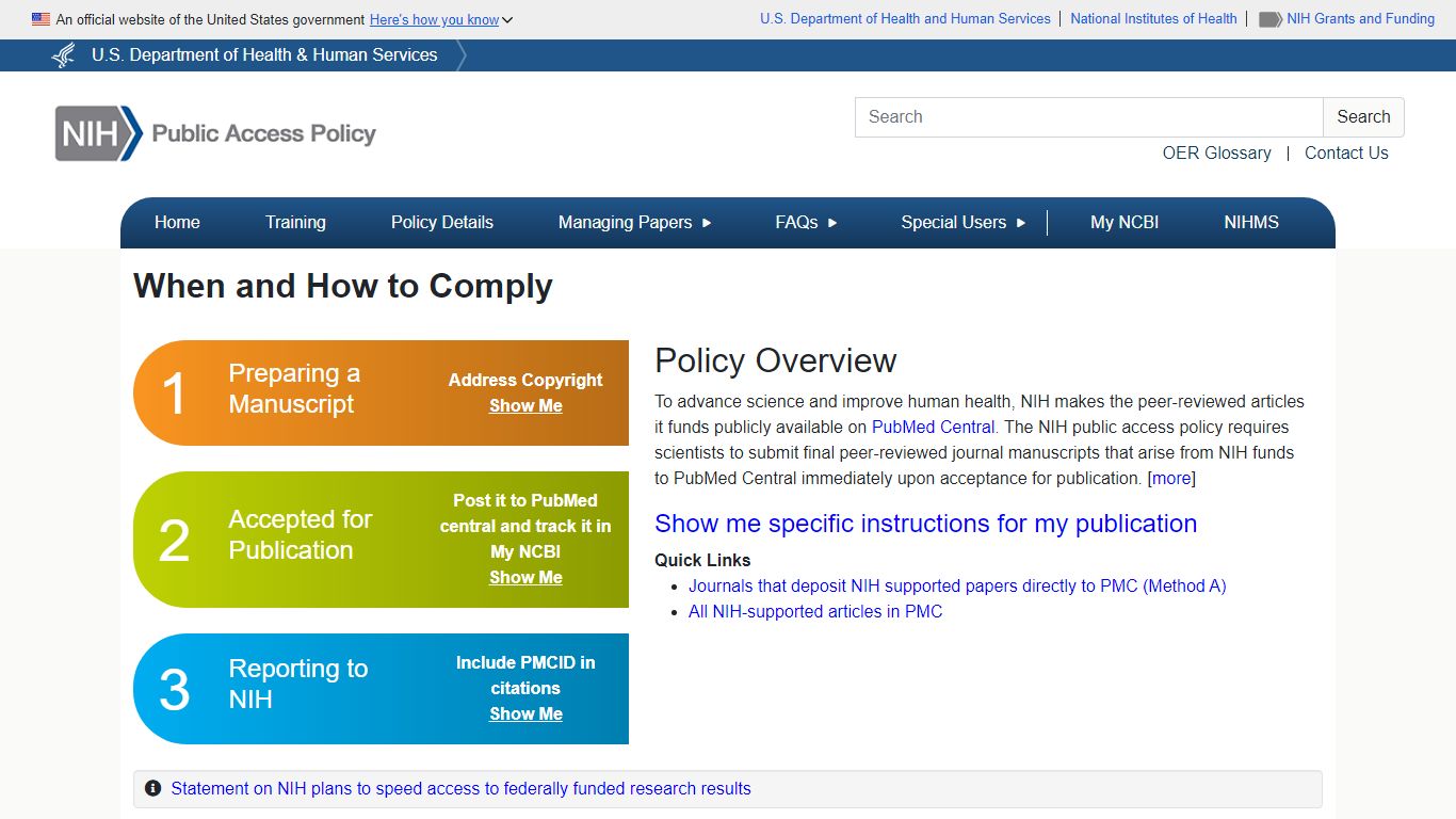 When and How to Comply | Public Access