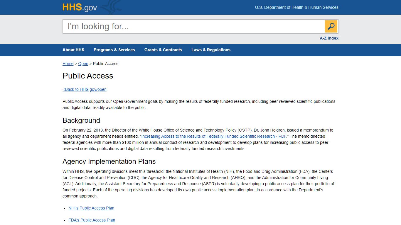 Public Access | HHS.gov